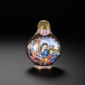qing dynasty qianlong period copper painting enamel western character pattern snuff bottle