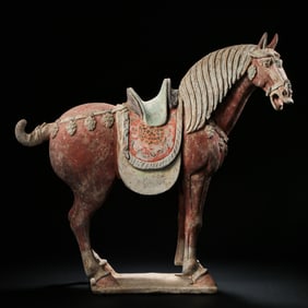 1st - 3rd century Han Dynasty pottery painted horse
