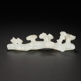 Qing dynasty Hotan white jade Ganoderma