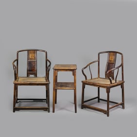 a group of Qing dynasty yellow rosewood tables and chairs