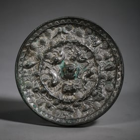 7th-10th century Tang Dynasty sea animal grape pattern bronze mirror