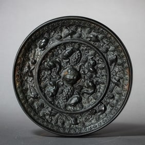7th-10th century Tang Dynasty sea animal grape pattern bronze mirror