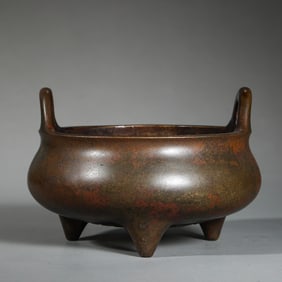 ming dynasty copper incense burner with two ears