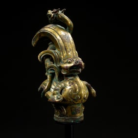 1st - 3rd century Han Dynasty gilt bronze dragon phoenix car decoration