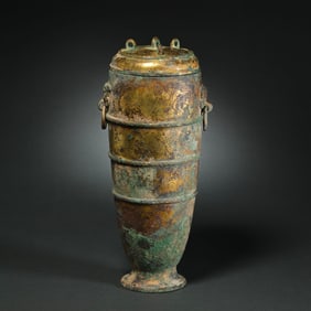 1st - 3rd century Han Dynasty gilt bronze vase with two ears
