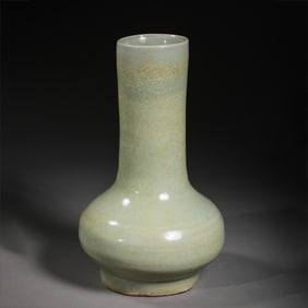 12th-13th century Longquan ware green glaze long neck vase, Southern Song Dynasty