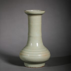 12th-13th century Longquan ware green glaze long neck vase, Southern Song Dynasty