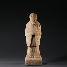 7-10 centuries Tang Dynasty white jade dragon standing statue