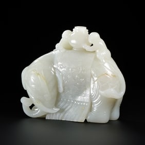 qing dynasty Hotan white jade elephant