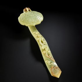 qing dynasty he tian topaz beast face pattern dragon wishful