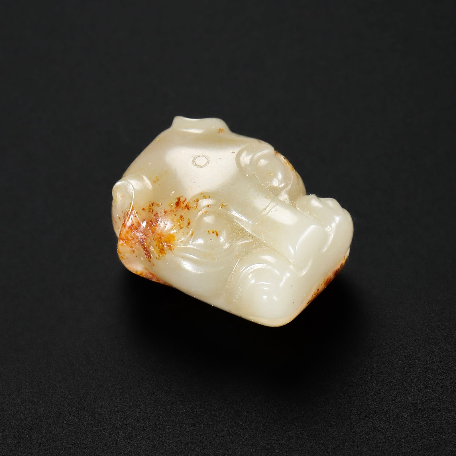 1st to the 3rd century Han Dynasty white jade red Qin animal head (1 of 7)