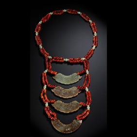 a group of 11th century BC Western Zhou Dynasty agate pearl jade pei