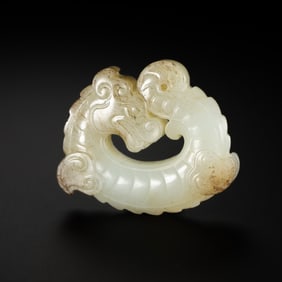 1st to 3rd century white jade dragon pendant, Han Dynasty