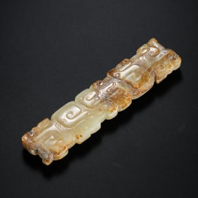 1st to 3rd century white jade and red jade with moiré pattern, Han Dynasty