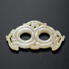 1st-3rd century Han Dynasty white jade doublet dragon pattern pendant