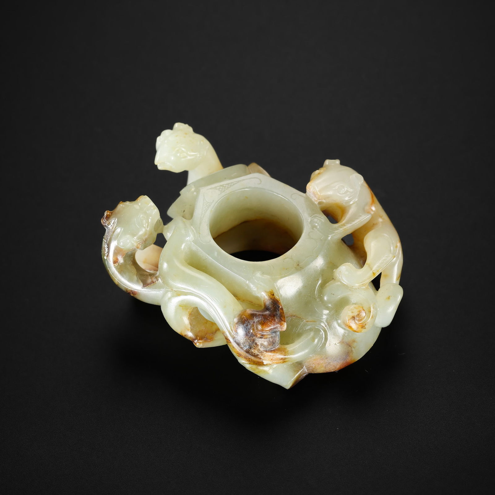 1st to 3rd century white jade and red chicken heart pendant, Han Dynasty (1 of 11)
