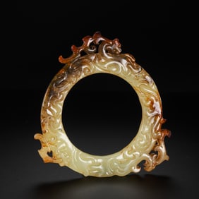 1st to 3rd century white jade and red dragon-shaped jade, Han Dynasty