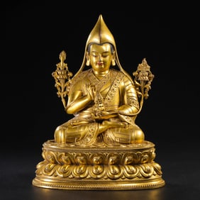 qing dynasty Qianlong period gilt bronze seated Buddha statue
