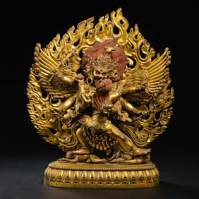 15th century Ming Dynasty gilt bronze standing Buddha statue