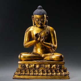 15th century Ming Dynasty gilt bronze seated Buddha statue