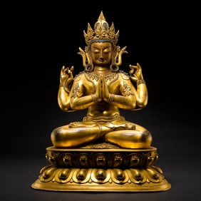Qing Dynasty gilt bronze seated Buddha figure