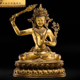 qing dyansty Kangxi period gilt bronze seated Buddha statue