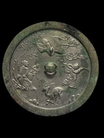 Bronze mirror with story patterns from the Song Dynasty, 10th to 13th centuries