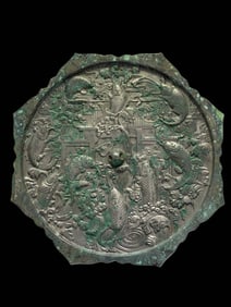 10th-12th century Liao Dynasty fish pattern sunflower mouth bronze mirror