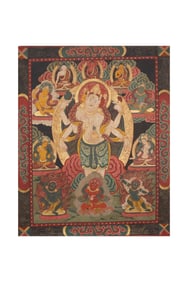 Qing Dynasty Tibetan Buddhist painting Guanyin Thangka