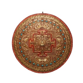 Qing Dynasty Tibetan Buddhist gilt bronze plaque