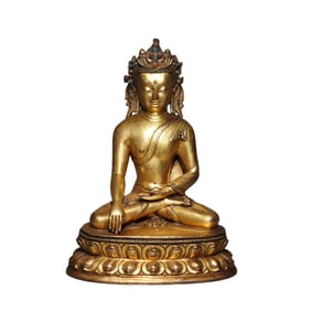 Qing Dynasty gilt bronze seated Buddha figure