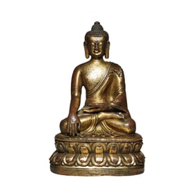 Qing Dynasty gilt bronze seated Buddha figure