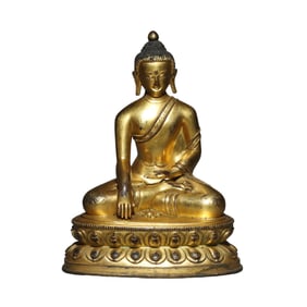 Qing Dynasty gilt bronze seated Buddha figure