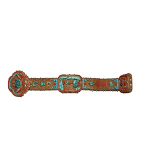Qing Dynasty gilt bronzer inlaid with turquoise Ruyi ornament