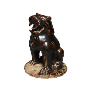 cozhou ware Seated lion statue, Northern Song Dynasty, 10th to 12th centuries