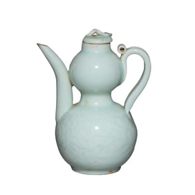 12th-13th century Southern Song Dynasty Hutian ware green glaze gourd pot with floral pattern