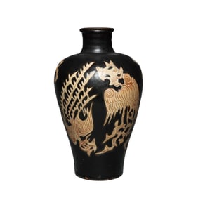 jizhou ware Plum vase with double phoenix pattern, Southern Song Dynasty, 12th to 13th century
