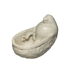 White porcelain parrot cup from Tang Dynasty, 7th to 10th century