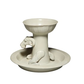 7th-10th century Tang Dynasty Xing ware white porcelain sheep head lampstand