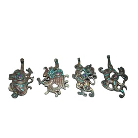5th century BC to the 3rd century BC animal belt hook inlaid with gold and silver inlaid turquoise