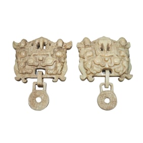 5th century BC to the 3rd century BC a pair of jade animal mask patterns shop handles from the