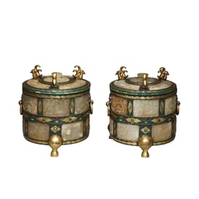 5th century BC to the 3rd century BC gilt-bronze inlaid with jades tripod furnace, Warring States