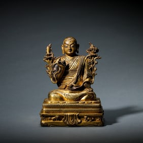 Chinese Ming Dynasty Gilded Bronze Buddha Seated Statue