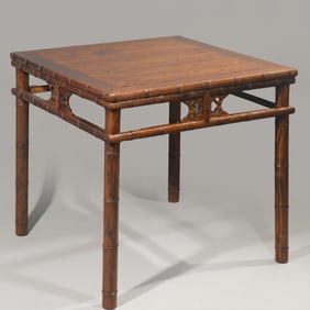 Chinese Qing Dynasty Rosewood Bamboo Square Table