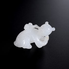 Chinese Qing Dynasty Hotan Jade Boy Statue