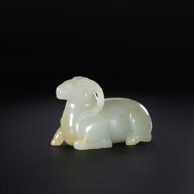 Chinese Han Dynasty Hotan White Jade Lying Sheep