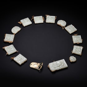 A set of Hetian white jade belt plates from the Liao Dynasty, China