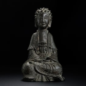 Seated bronze Buddha statue, Goryeo period, Korea