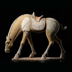 Painted pottery horses from the Han Dynasty, China