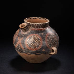 painted pottery jar from the Majiayao culture from the Neolithic Period, China